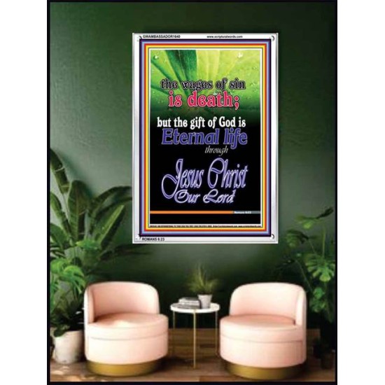 WAGES OF SIN IS DEATH   Christian Paintings Acrylic Glass Frame   (GWAMBASSADOR1640)   