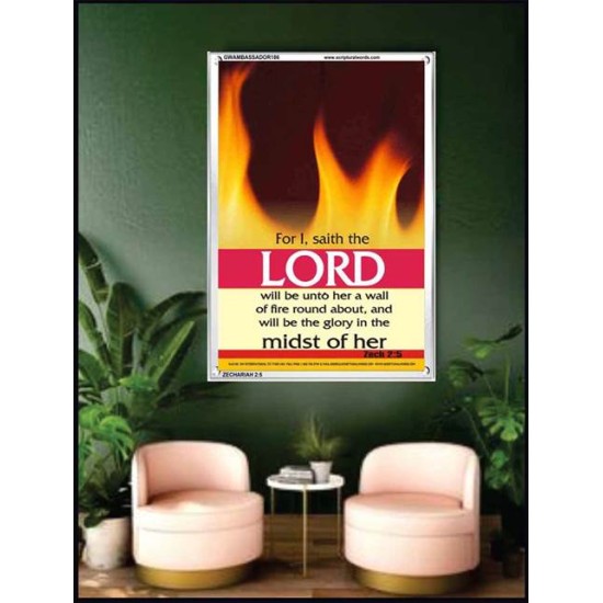 WALL OF FIRE ROUND ABOUT YOU   Bible Verses Poster   (GWAMBASSADOR186)   