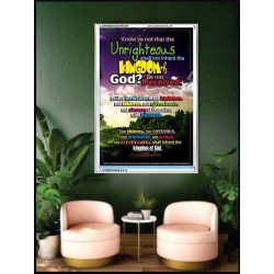 UNRIGHTEOUS SHALL NOT INHERIT THE KINGDOM   Large Framed Scripture Wall Art   (GWAMBASSADOR3204)   "32X48"