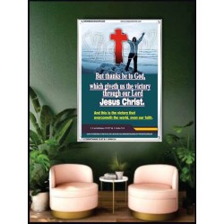 VICTORY THROUGH OUR LORD JESUS CHRIST   Encouraging Bible Verses Framed   (GWAMBASSADOR3238)   "32X48"