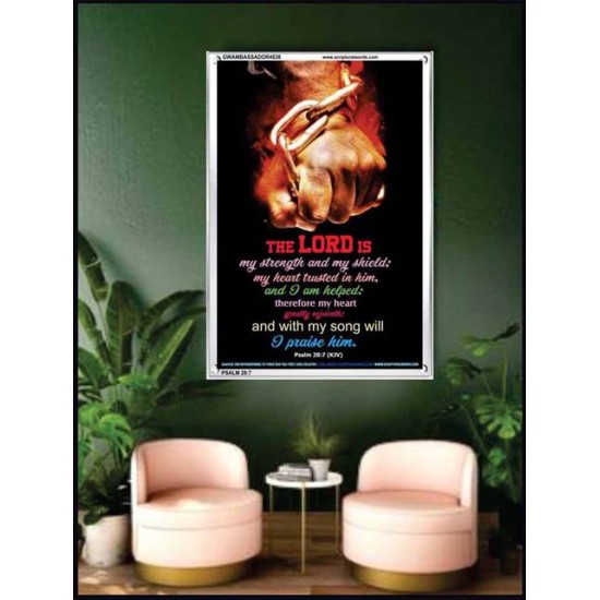 WITH MY SONG WILL I PRAISE HIM   Framed Sitting Room Wall Decoration   (GWAMBASSADOR4538)   