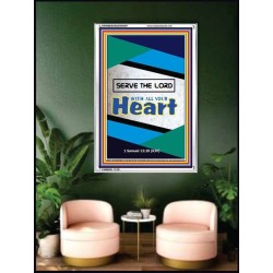 WITH ALL YOUR HEART   Large Frame Scripture Wall Art   (GWAMBASSADOR4811)   