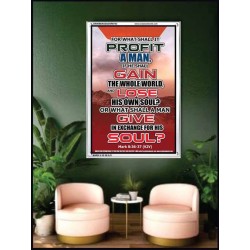 WHAT SHALL IT PROFIT A MAN   Framed Scriptural Dcor   (GWAMBASSADOR6743)   "32X48"