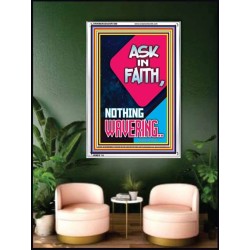 ASK IN FAITH NOTHING WAVERING   Scripture Wooden Framed Signs   (GWAMBASSADOR7286)   
