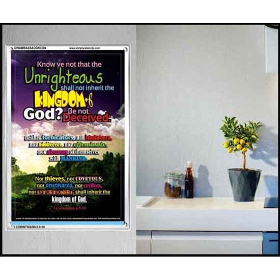 UNRIGHTEOUS SHALL NOT INHERIT THE KINGDOM   Large Framed Scripture Wall Art   (GWAMBASSADOR3204)   