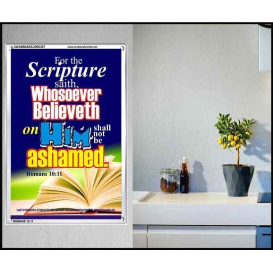 WHOSOEVER BELIEVETH   Acrylic Glass Frame Scripture Art   (GWAMBASSADOR3297)   