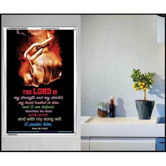 WITH MY SONG WILL I PRAISE HIM   Framed Sitting Room Wall Decoration   (GWAMBASSADOR4538)   