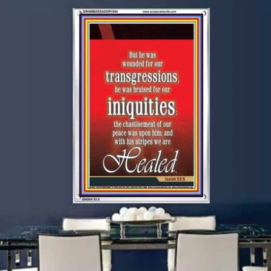 WOUNDED FOR OUR TRANSGRESSIONS   Acrylic Glass Framed Bible Verse   (GWAMBASSADOR1044)   