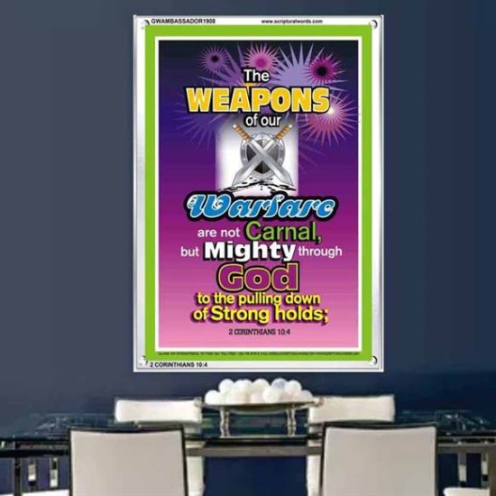 THE WEAPONS OF OUR WARFARE ARE NOT CARNAL   Custom Framed Bible Verses   (GWAMBASSADOR1908)   
