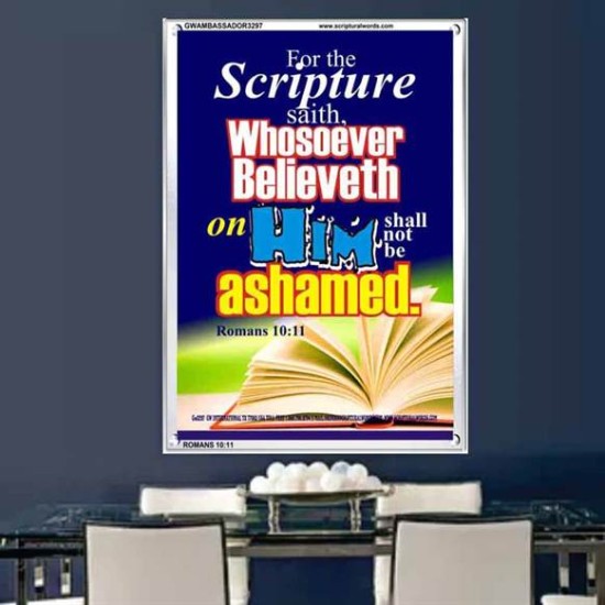 WHOSOEVER BELIEVETH   Acrylic Glass Frame Scripture Art   (GWAMBASSADOR3297)   