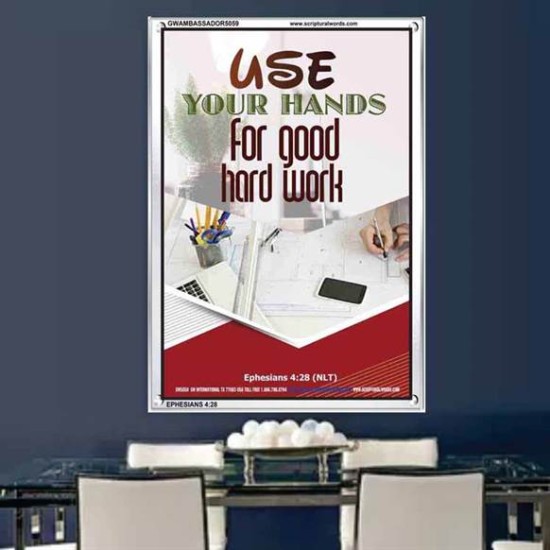 USE YOUR HANDS FOR GOOD HARD WORK   Bible Verse Wall Art Frame   (GWAMBASSADOR5059)   