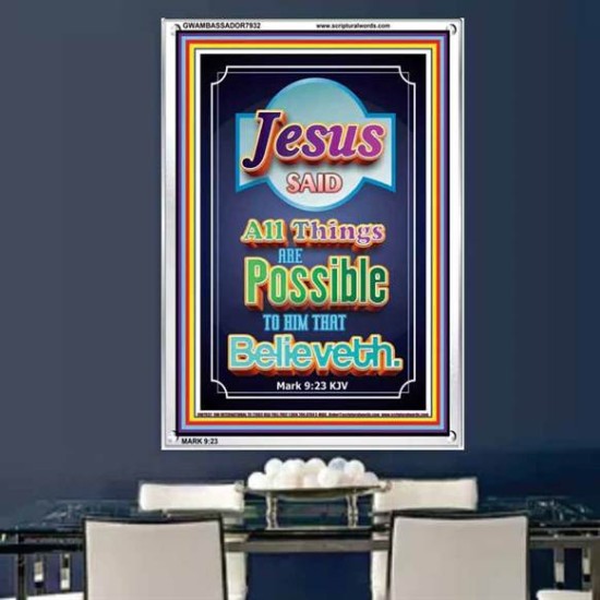 ALL THINGS ARE POSSIBLE   Bible Verses Wall Art Acrylic Glass Frame   (GWAMBASSADOR7932)   