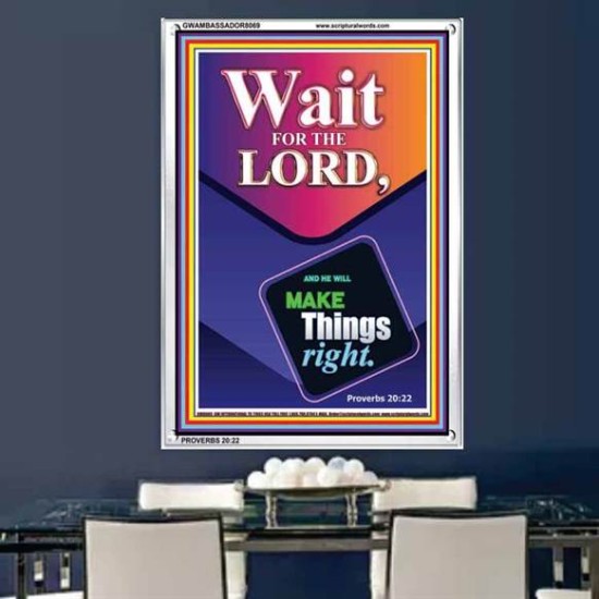 WAIT FOR THE LORD   Framed Scriptural Dcor   (GWAMBASSADOR8069)   