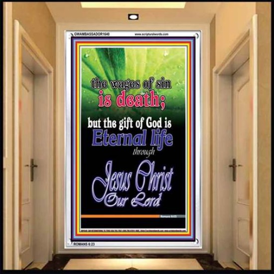 WAGES OF SIN IS DEATH   Christian Paintings Acrylic Glass Frame   (GWAMBASSADOR1640)   