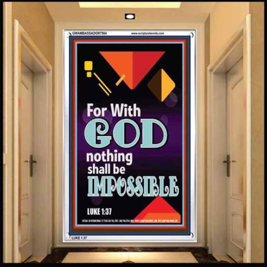 WITH GOD NOTHING SHALL BE IMPOSSIBLE   Frame Bible Verse   (GWAMBASSADOR7564)   