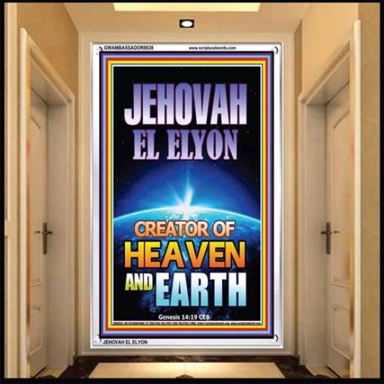 JEHOVAH EL ELYON CREATOR OF HEAVEN AND EARTH   Christian Artwork Acrylic Glass Frame   (GWAMBASSADOR8838)   