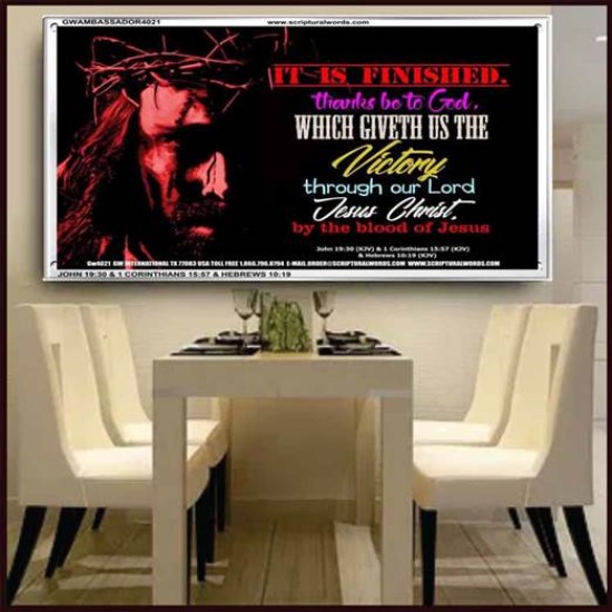 VICTORY BY THE BLOOD OF JESUS   Bible Scriptures on Love Acrylic Glass Frame   (GWAMBASSADOR4021)   