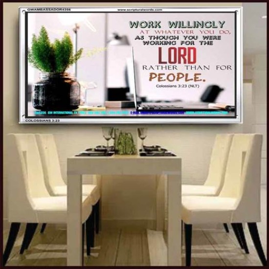 WORKING AS FOR THE LORD   Bible Verse Frame   (GWAMBASSADOR4356)   