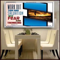 WORK OUT YOUR SALVATION   Biblical Art Acrylic Glass Frame   (GWAMBASSADOR5312)   "48X32"