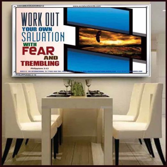 WORK OUT YOUR SALVATION   Biblical Art Acrylic Glass Frame   (GWAMBASSADOR5312)   