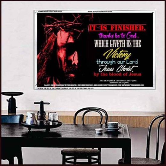 VICTORY BY THE BLOOD OF JESUS   Bible Scriptures on Love Acrylic Glass Frame   (GWAMBASSADOR4021)   