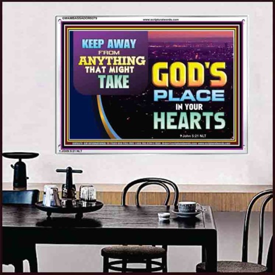 WHAT IS GOD'S PLACE IN YOUR HEART   Large Framed Scripture Wall Art   (GWAMBASSADOR9379)   