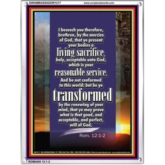 A LIVING SACRIFICE   Bible Verses Framed Art   (GWAMBASSADOR1217)   