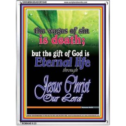 WAGES OF SIN IS DEATH   Christian Paintings Acrylic Glass Frame   (GWAMBASSADOR1640)   "32X48"