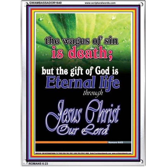 WAGES OF SIN IS DEATH   Christian Paintings Acrylic Glass Frame   (GWAMBASSADOR1640)   