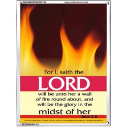 WALL OF FIRE ROUND ABOUT YOU   Bible Verses Poster   (GWAMBASSADOR186)   "32X48"