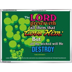 ALL THE WICKED WILL HE DESTROY   Framed Bible Verse   (GWAMBASSADOR1950)   