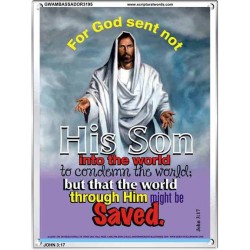 THE WORLD THROUGH HIM MIGHT BE SAVED   Bible Verse Frame Online   (GWAMBASSADOR3195)   