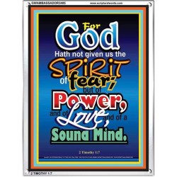 SPIRIT OF POWER, LOVE AND SOUND MIND   Bible Verses Framed for Home   (GWAMBASSADOR3405)   "32X48"
