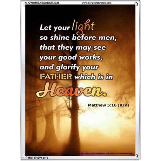 YOUR GOOD WORKS   Framed Bible Verse   (GWAMBASSADOR3925)   