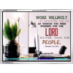 WORKING AS FOR THE LORD   Bible Verse Frame   (GWAMBASSADOR4356)   "48X32"