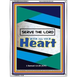 WITH ALL YOUR HEART   Large Frame Scripture Wall Art   (GWAMBASSADOR4811)   