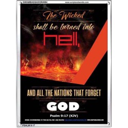 THE WICKED SHALL BE TURNED INTO HELL   Large Frame Scripture Wall Art   (GWAMBASSADOR4994)   