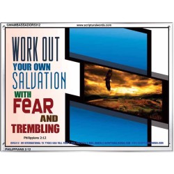 WORK OUT YOUR SALVATION   Biblical Art Acrylic Glass Frame   (GWAMBASSADOR5312)   "48X32"