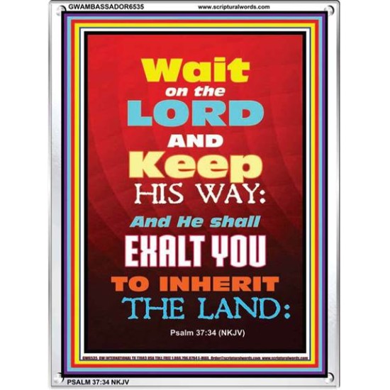 WAIT ON THE LORD   Bible Verses Wall Art Acrylic Glass Frame   (GWAMBASSADOR6535)   