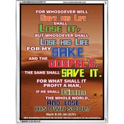 WHAT SHALL IT PROFIT A MAN   Frame Scriptures Dcor   (GWAMBASSADOR6741)   "32X48"