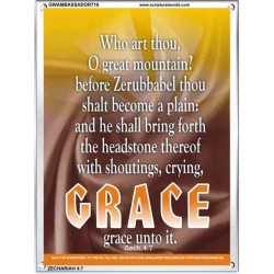 WHO ART THOU O GREAT MOUNTAIN   Bible Verse Frame Online   (GWAMBASSADOR716)   "32X48"