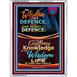WISDOM A DEFENCE   Bible Verses Framed for Home   (GWAMBASSADOR7729)   "32X48"