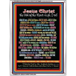 NAMES OF JESUS CHRIST WITH BIBLE VERSES    Religious Art Acrylic Glass Frame   (GWAMBASSADORJESUSCHRISTPORTRAIT)   "32X48"