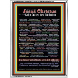 NAMES OF JESUS CHRIST WITH BIBLE VERSES IN GERMAN LANGUAGE {Namen Jesu Christi}   Acrylic Glass Frame   (GWAMBASSADORNAMESOFCHRISTDEUTSCH)   "32X48"