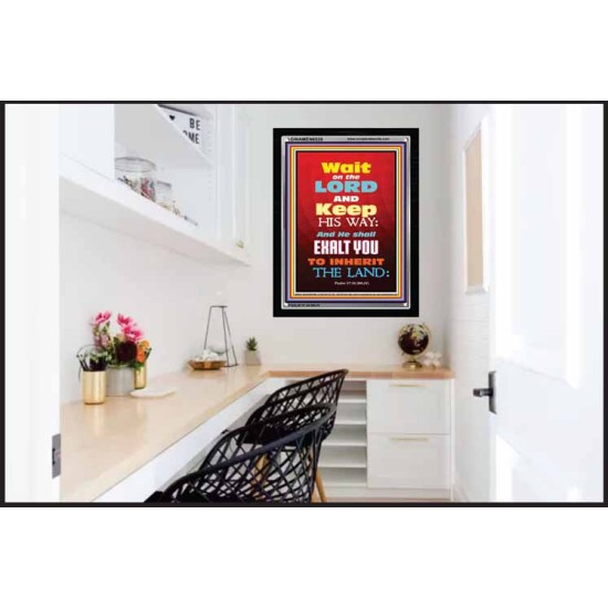 WAIT ON THE LORD   Bible Verses Wall Art Acrylic Glass Frame   (GWAMEN6535)   