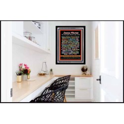 NAMES OF JESUS CHRIST WITH BIBLE VERSES   Religious Art Acrylic Glass Frame   (GWAMENJESUSCHRISTPORTRAIT)   "25X33"