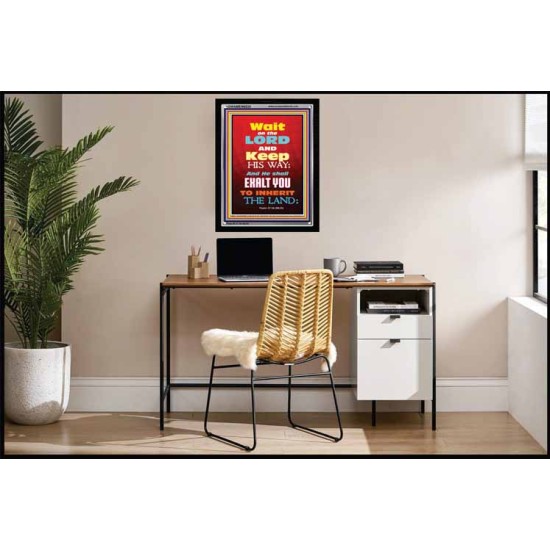 WAIT ON THE LORD   Bible Verses Wall Art Acrylic Glass Frame   (GWAMEN6535)   