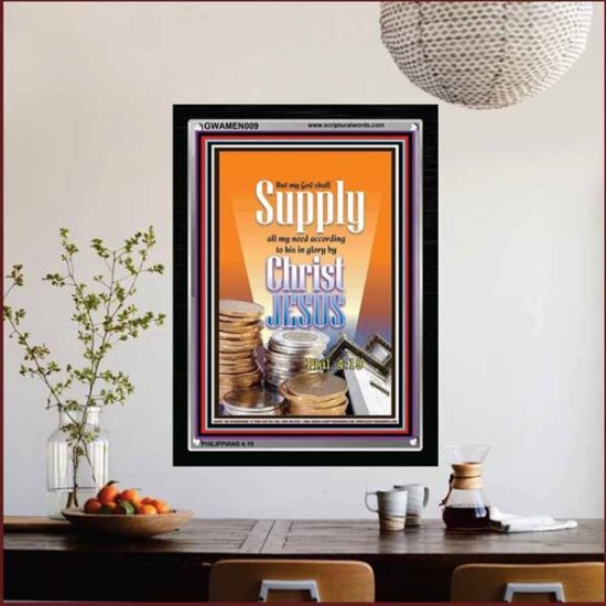THE LORD SHALL SUPPLY ALL MY NEEDS   Inspirational Bible Verses Acrylic Framed  (GWAMEN009)   