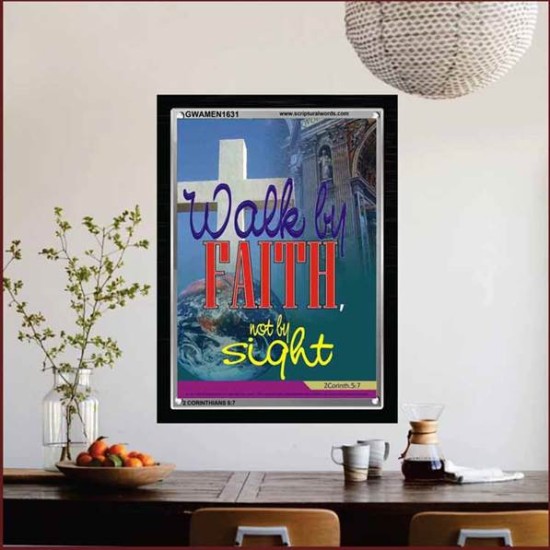 WALK BY FAITH   Inspirational Wall Art Wooden Frame   (GWAMEN1631)   