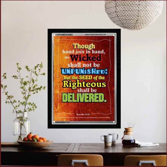 THE RIGHTEOUS SHALL BE DELIVERED   Modern Christian Wall Dcor Frame   (GWAMEN3065)   